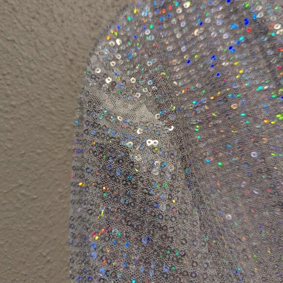 Lavish Alice * Signature Silver Iridescent Sequin Midi Dress * Size 10 - Picture 5 of 9